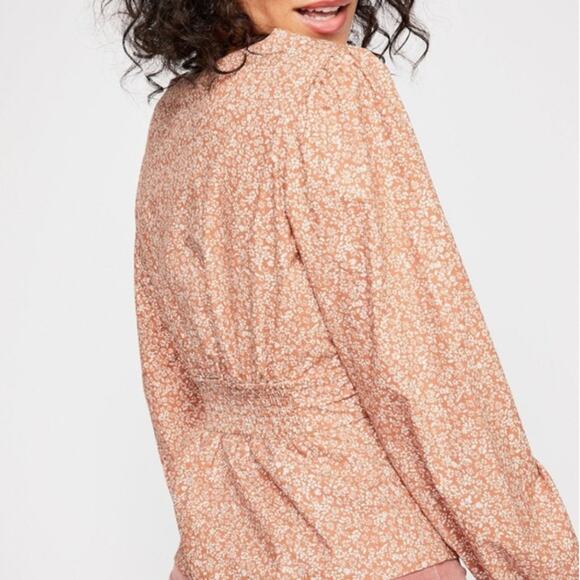Free People Sienna Orange Floral Print Button Blouse - Picture 2 of 9